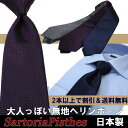 ネクタイ 無地 メンズ ソリッドタイ SartoriaPisthes ハンドメイド シルクネクタイ ヘリンボーン柄 ≪日本製 紺 ネイビー グレー パープル ビジネスシーン≫ ≪2本セール対象≫8800