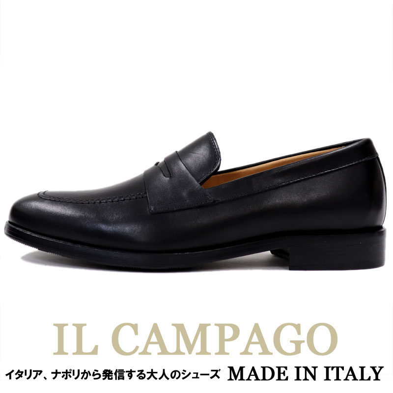 人気絶頂 Il Campago イルカンパゴ イタリア製 ローファー スリッポンシューズ メンズ イタリアブランド クラシコ ビジネスシューズ カジュアルシューズ 革靴 本革 紳士靴 ブラック 黒 送料無料 送料無料 早い者勝ち Robisz To