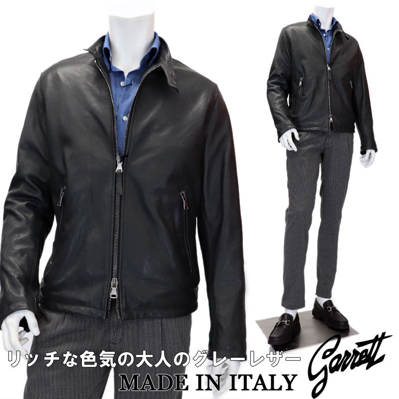 正規販売店 Garrett ギャレット イタリアレザーブランド イタリア製 レザー ライダースジャケット メンズ イタリアングレー 本革 ライダーズジャケット レザーブルゾン 秋冬 革ジャン 送料無料 1000 Tn 公式通販 Tiendabudada Com
