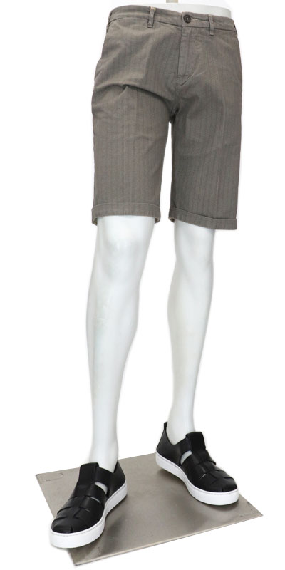 40WEFT ≪フォーティーウェフト≫　イタリアブランド ストレッチコットン ショートパンツ ショーツ メンズ 春夏 カジュアルパンツ バミューダ ハーフパンツ ボトムス 短パン ≪カーキ ミリタリーグリーン ヘリンボーン≫≪送料無料≫14000RS