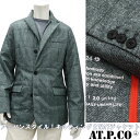 AT.P.CO ≪アティピコ≫ イタリアブランド 2WAY キルティングジャケット メンズ カジュアルジャケット 秋冬 ヘリンボーンプリント生地 メンズアウター オーバージャケット≪ウォームビズ ビジネス カジュアル 中綿ジャケット 大きいサイズ≫【送料無料】36000-WRT(4)