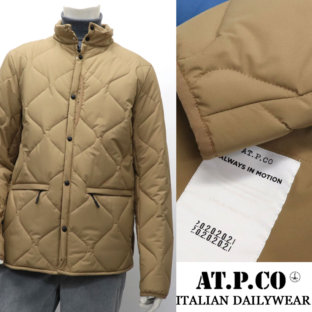 AT.P.CO≪アティピコ≫ イタリアブランド 中綿 キルティング カバーオールジャケット メンズ 秋冬 ≪ウォームビズ カジュアル 中綿アウター ウェーブキルト エコダウン ベージュ≫【送料無料】39000-MB
