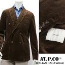 AT.P.CO ≪アティピコ≫ イタリアブランド 一枚仕立て ストレッチ コーデュロイ ダブルジャケット メンズ 秋冬 ≪カジュアルジャケット ウォームビズ ビジネス ブラウン≫【送料無料】47000-GN
