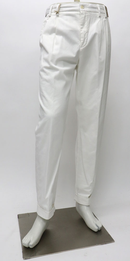 AT.P.CO　アティピコ イタリアブランド サイドアジャスター ツープリーツ クラシックテーパード ストレッチコットンパンツ メンズ 春夏 ≪クールビズ ツータック 2タック カジュアルパンツ　ホワイト　白≫ 【送料無料】29000KB