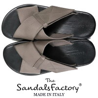 The Sandals Factory ≪ザ・サンダルズファクトリー≫ イタリアブランド　NuovoNicar イタリア製 レザーサンダル メンズ ≪本革 春夏 革サンダル ゴム底 ラバーソール　グレージュ≫MT