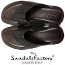 The Sandals Factory ≪ザ サンダルズファクトリー≫ イタリアブランド NuovoNicar イタリア製 イントレチャート レザーサンダル メンズ トングサンダル≪本革 春夏 革サンダル ゴム底 ラバーソール ブラウン 茶≫【送料無料】B