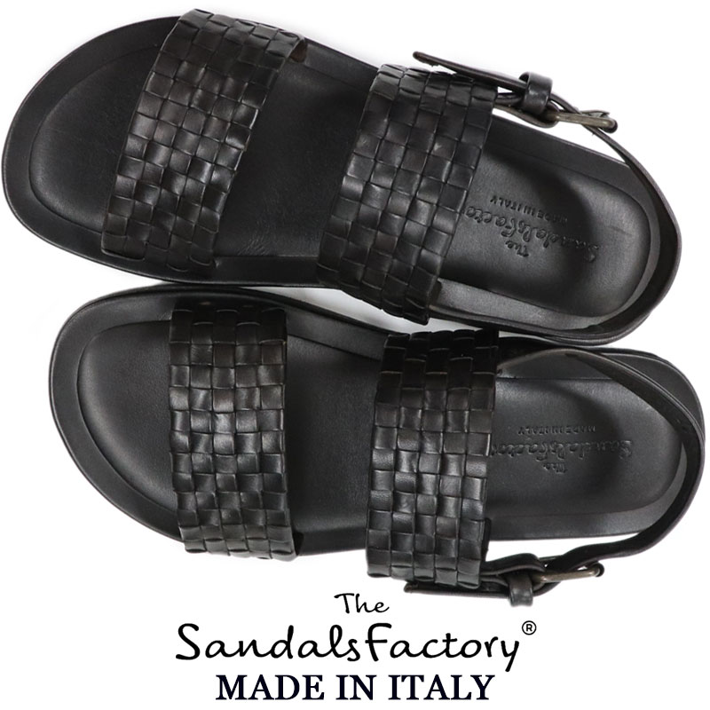 The Sandals Factory ≪ザ サンダルズファクトリー≫ イタリアブランド NuovoNicar イタリア製 イントレチャート レザー バックストラップサンダル メンズ ≪本革 春夏 トレンド ゴム底 ラバーソール ブラックブラウン こげ茶色≫【送料無料】G