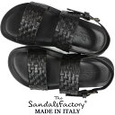 The Sandals Factory ≪ザ サンダルズファクトリー≫ イタリアブランド NuovoNicar イタリア製 イントレチャート レザー バックストラップサンダル メンズ ≪本革 春夏 トレンド ゴム底 ラバーソール ブラックブラウン こげ茶色≫【送料無料】G