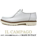 IL CAMPAGO ≪イルカンパゴ≫ イタリア製 ホワイト チロリアンシューズ メンズ イタリアブランド カジュアルシューズ タンクソール ≪休日 大人カジュアル 革靴 本革 紳士靴 ホワイト 白≫【送料無料】35000WSK