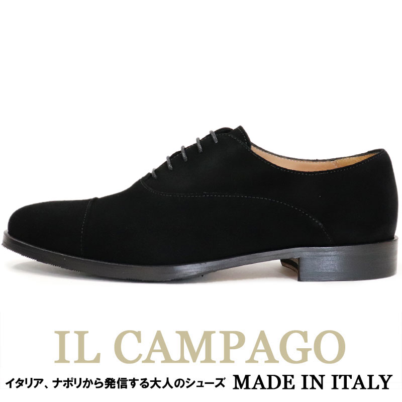 IL CAMPAGO　≪イルカンパゴ≫　イタリア製　スエード ストレートチップシューズ メンズ　イタリアブランド　ドレスシューズ≪ビジネスシューズ フォーマルシューズ　革靴　本革　紳士靴　黒 ブラックスエード≫35000WTK