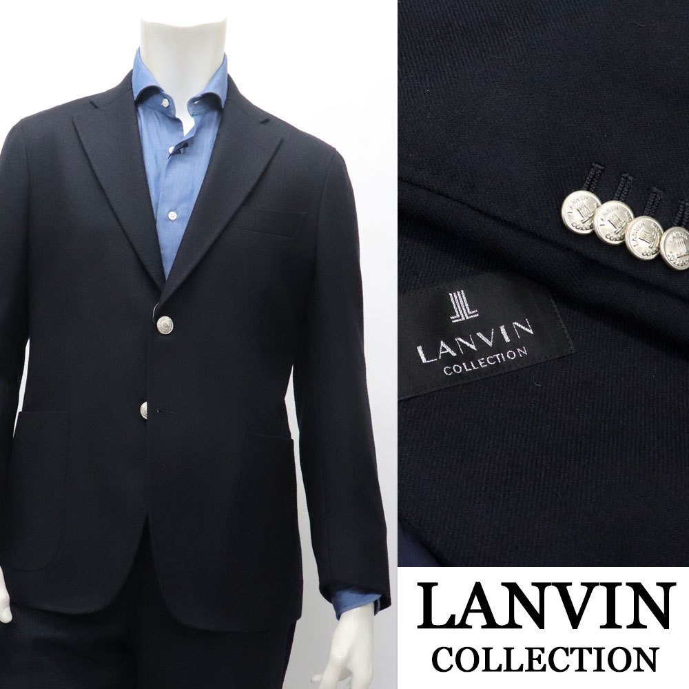 LANVIN Collection ランバン オーダーファブリック セミアンコン 紺ブレザー ソフトテーラードジャケット メンズ 秋冬 オーダー工場仕立て 日本製 本開き メタルボタン仕様 ネイビー【送料無料…