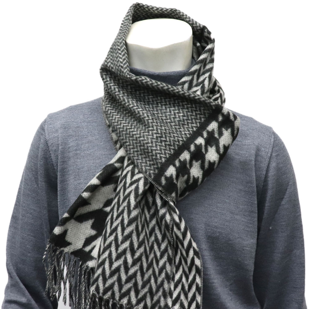 FRAAS ≪フラース≫ ドイツブランド ドイツ製 マフラー メンズ CASHMINK カシミンク マフラー ≪メンズ & レディース　白黒千鳥　ハウンドトゥース　ヘリンボーン　ユニセックス　クロネコゆうパケット対応≫SBK