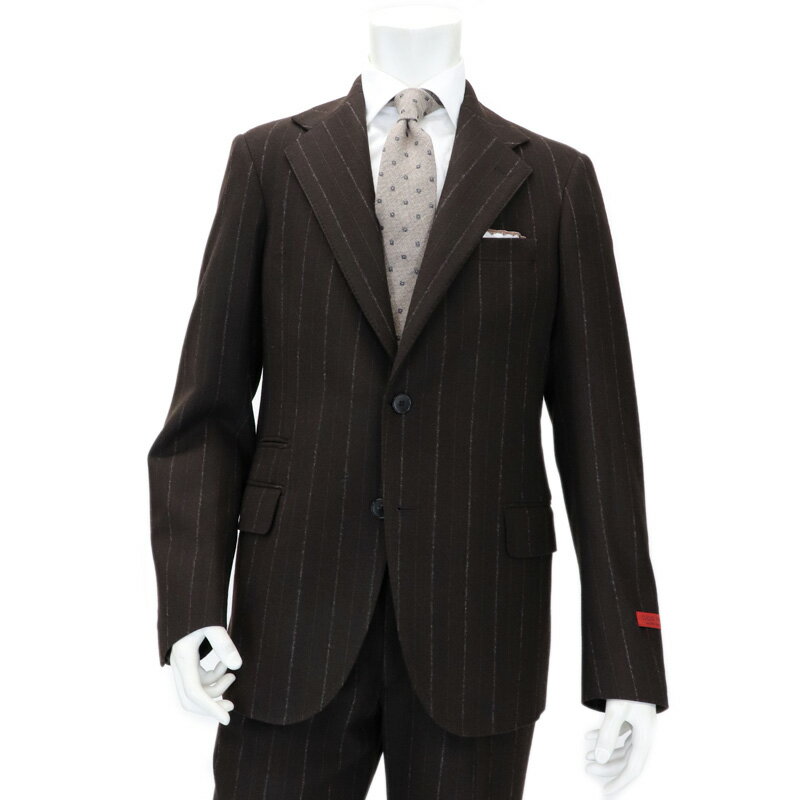 SartoriaPisthes ≪サルトリアピステス≫ by I.J.I unit イタリアンテーラード クラシックフランネル スーツ メンズ 秋冬 ビンテージ生地 ≪シングルスーツ チェンジポケット ビジネス お仕事 おしゃれ フラノ スーツ ブラウン ストライプ 茶≫【送料無料】88000-TB