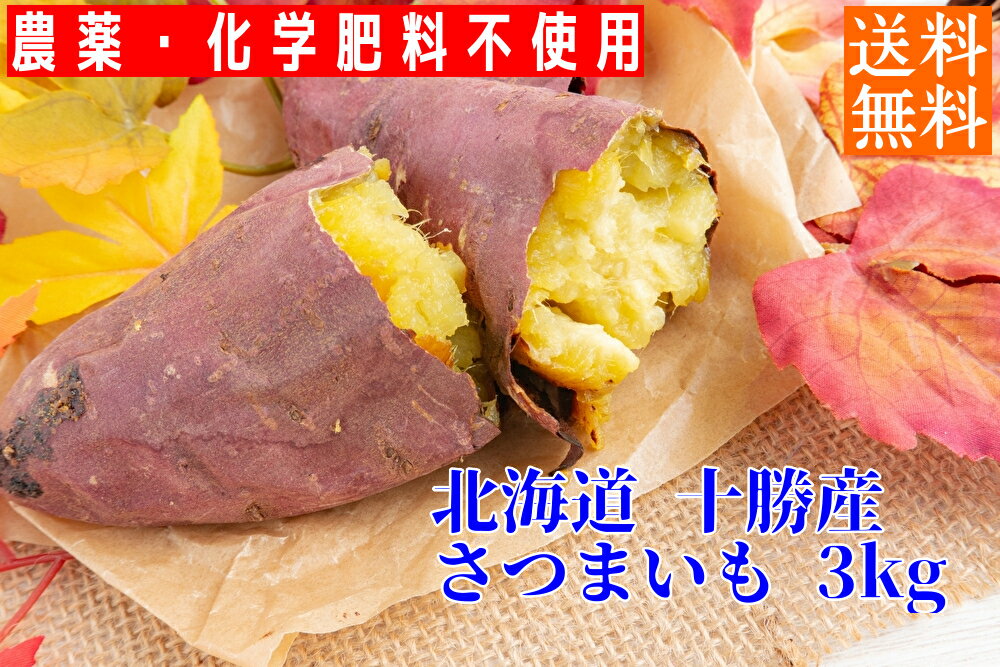 【ポイント5倍キャンペーン!!】北海道 十勝産 土付き さつまいも 紅はるか 3kg サイズ混載 無農薬 化学合成肥料 不使用 オーガニック ナチュラル 自然 有機JAS 転換期間中 甘い サツマイモ さつま芋 芋 北海道産 野菜 十勝