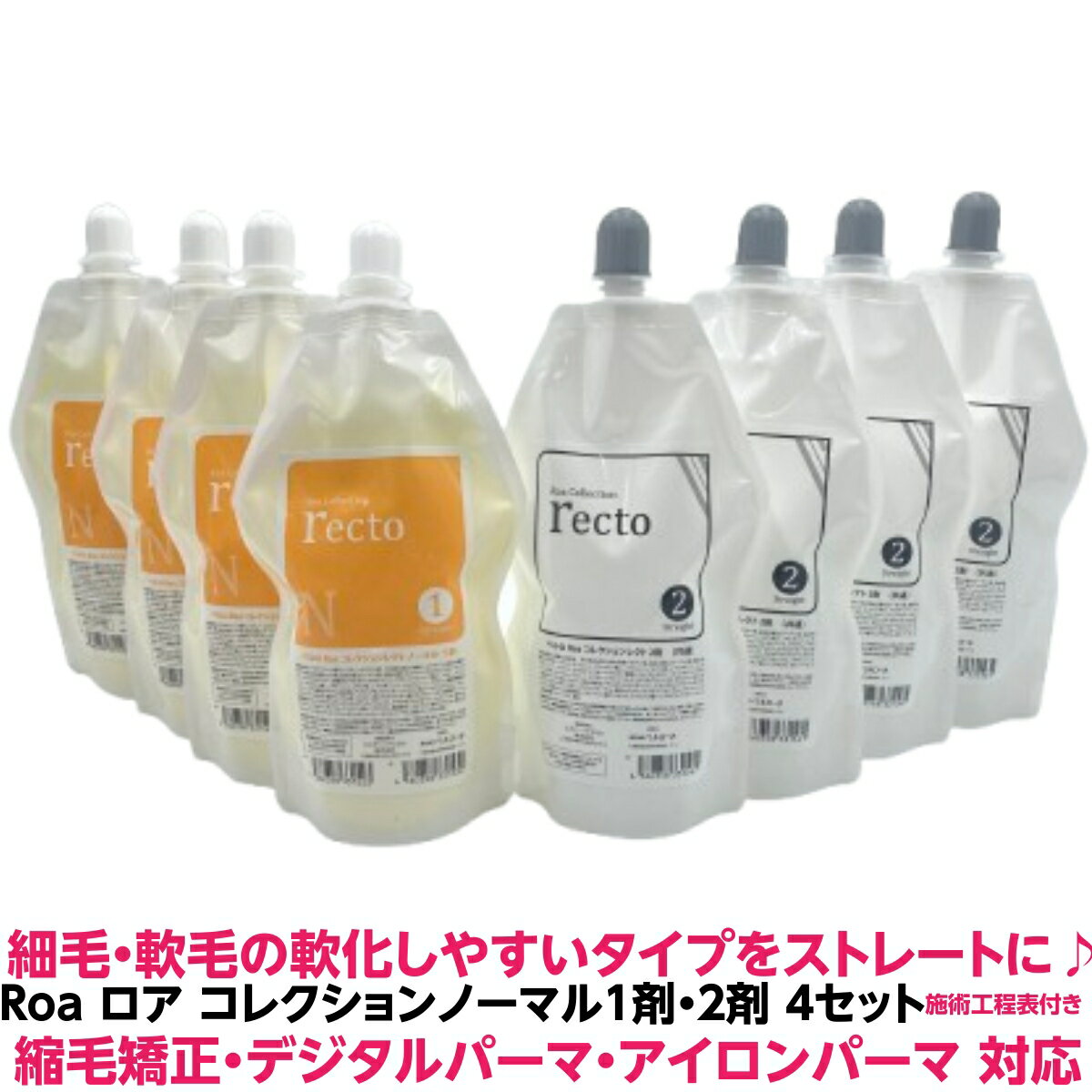 細毛・軟毛の軟化しやすいタイプをストレートに 細毛・軟毛やグレーカラー毛に対応 毛髪表面への負担を最小限に 縮毛矯正 デジタルパーマ 兼用 ベルロ ロア コレクション ノーマルA 5人用 1剤 2剤 液 4セット 各400g 計8個 送料無料 くせ毛 うねり 理容 美容室