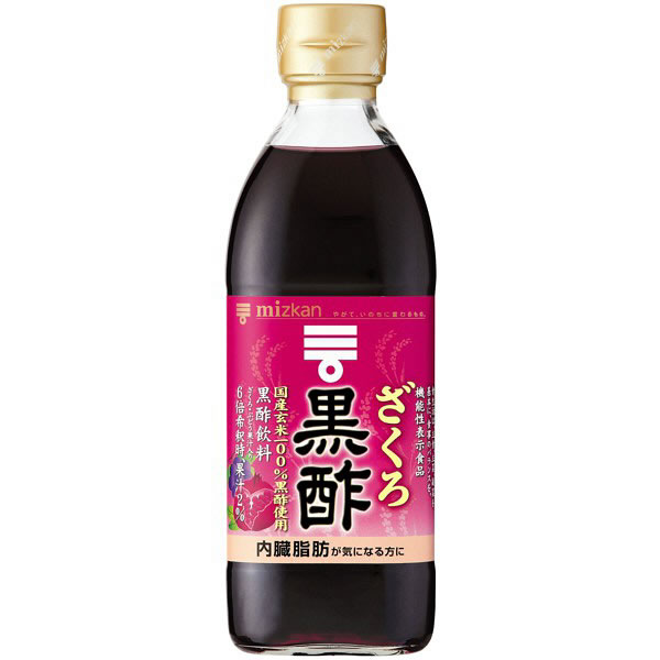 商品詳細 商品名 ミツカン ざくろ黒酢 500ml 商品特長 国産玄米を100%使って醸造した黒酢に、ざくろとぶどうの果汁を加えて飲みやすく仕上げた、おいしく黒酢をとることができる黒酢飲料です。 6倍希釈タイプです。 本品60ml(希釈後360ml)に食酢(黒酢)の主成分である酢酸750mgを含んでいます。酢酸には肥満気味の方の内臓脂肪を減少させる機能があることが報告されています。 内臓脂肪が気になる方に適した、機能性表示食品です。 原材料 米黒酢、果糖ぶどう糖液糖、ざくろ果汁、ぶどう果汁、黒糖入り砂糖液／酸味料、香料、甘味料（スクラロース、ステビア） 栄養成分(100ml当たり) エネルギー:60kcal たんぱく質:0.3g 脂質:0g 炭水化物:16.7g ナトリウム:9mg 食塩相当量:0.0g 賞味期限 メーカー製造日より12ヶ月 メーカー ミツカン 広告文責 有限会社ビレイズ 06-6536-9555　