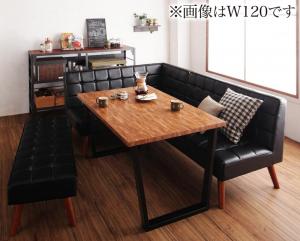 ダイニングセット（テーブル&ソファ ベンチ） 古木風 ヴィンテージ カフェスタイル リビングダイニング 5人 4点セット(テーブル+ソファ1脚+アームソファ1脚+ベンチ1脚) 左アーム W150 組立設置付