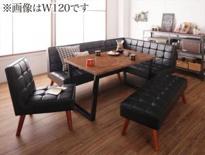 ダイニングセット（テーブル&ソファ ベンチ チェア） 古木風 ヴィンテージ カフェスタイル リビングダイニング 6人 5点セット(テーブル+ソファ1脚+アームソファ1脚+チェア1脚+ベンチ1脚) 右アーム W150 組立設置付