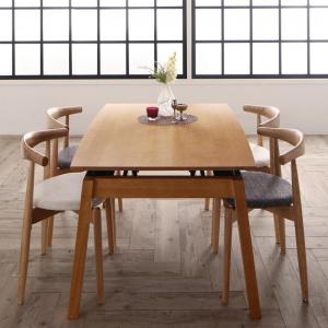 Dining Set - オーク材・ウォールナット材 北欧伸縮式ダイニング 4人 5点セット(テーブル+チェア4脚) W140-240