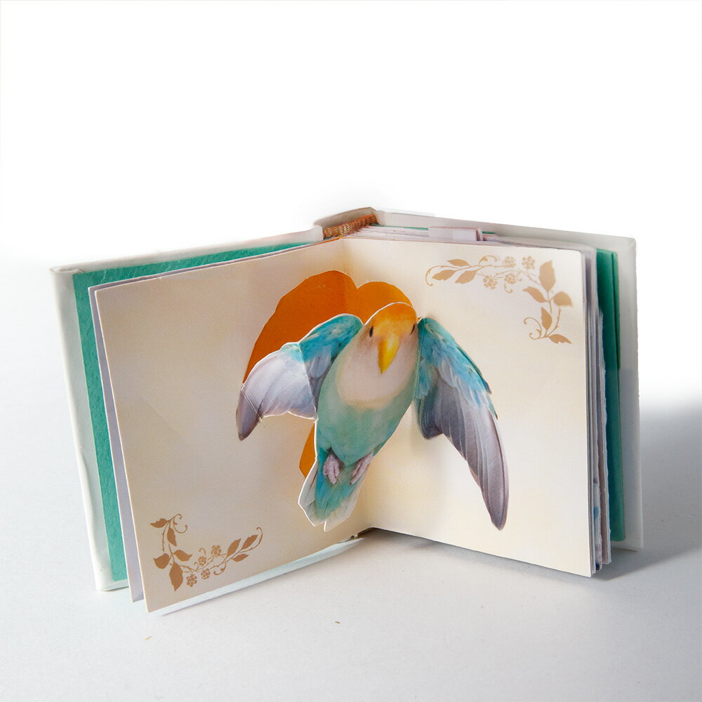 tokyoshiori 仕掛け絵本 「 Pop-up Lovebird 」 コザクラインコ 245A0294 ネコポス 対応可能　BIRDMORE バードモア CRAFT GARDEN 鳥用品