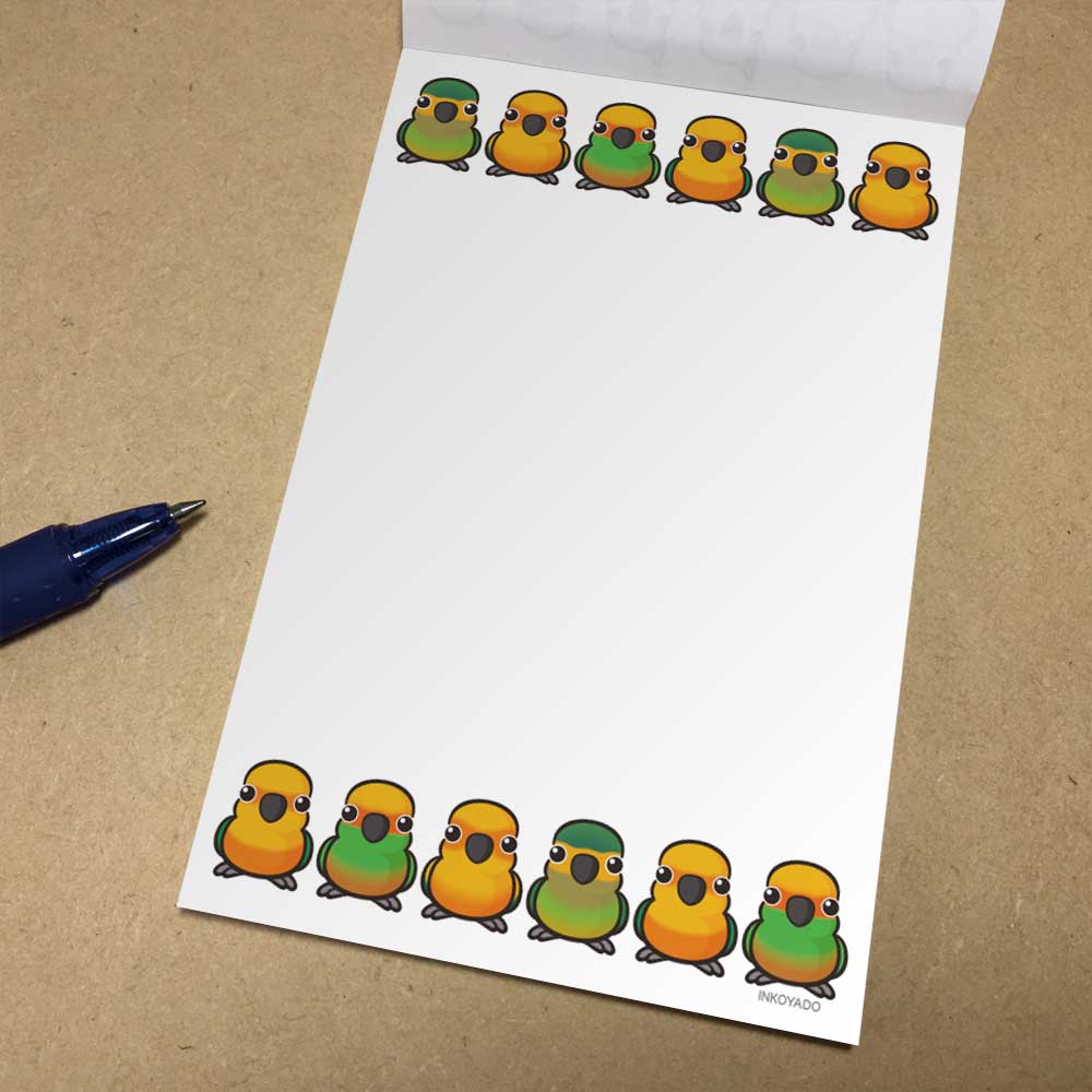 いんこ屋堂 メモ帳 コニュア4種類が並んだ 054A0302 ネコポス 対応可能 BIRDMORE バードモア CRAFT GARDEN 鳥グッズ 鳥用品 雑貨 鳥 バード プレゼント