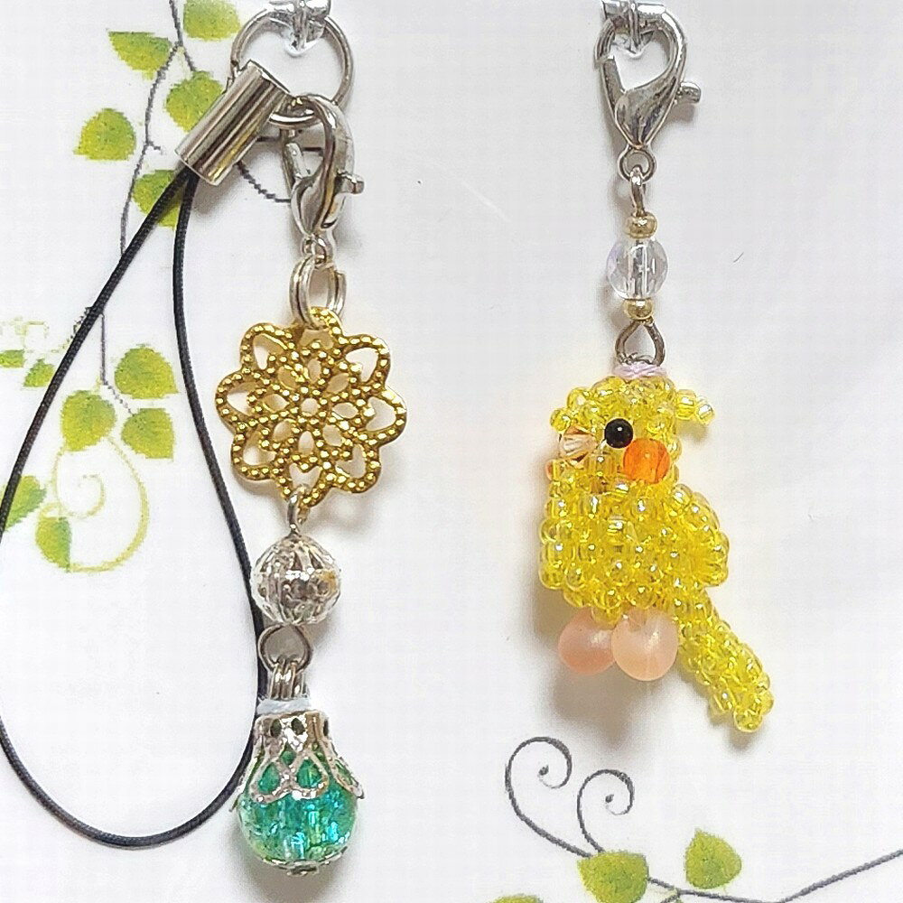Rakuten - ビーズ工房小鳥屋さん 2WAYストラップ 豆オカメインコ　イエロー 082A0636 ネコポス対応可能　 BIRDMORE バードモア CRAFT GARDEN 鳥グッズ 鳥用品 雑貨 鳥 バード