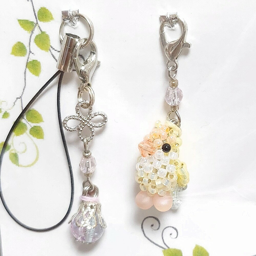 Rakuten - ビーズ工房小鳥屋さん 2WAYストラップ 豆コザクラ　パステルイエロー 082A0653 ネコポス対応可能　 BIRDMORE バードモア CRAFT GARDEN 鳥グッズ 鳥用品 雑貨 鳥 バード