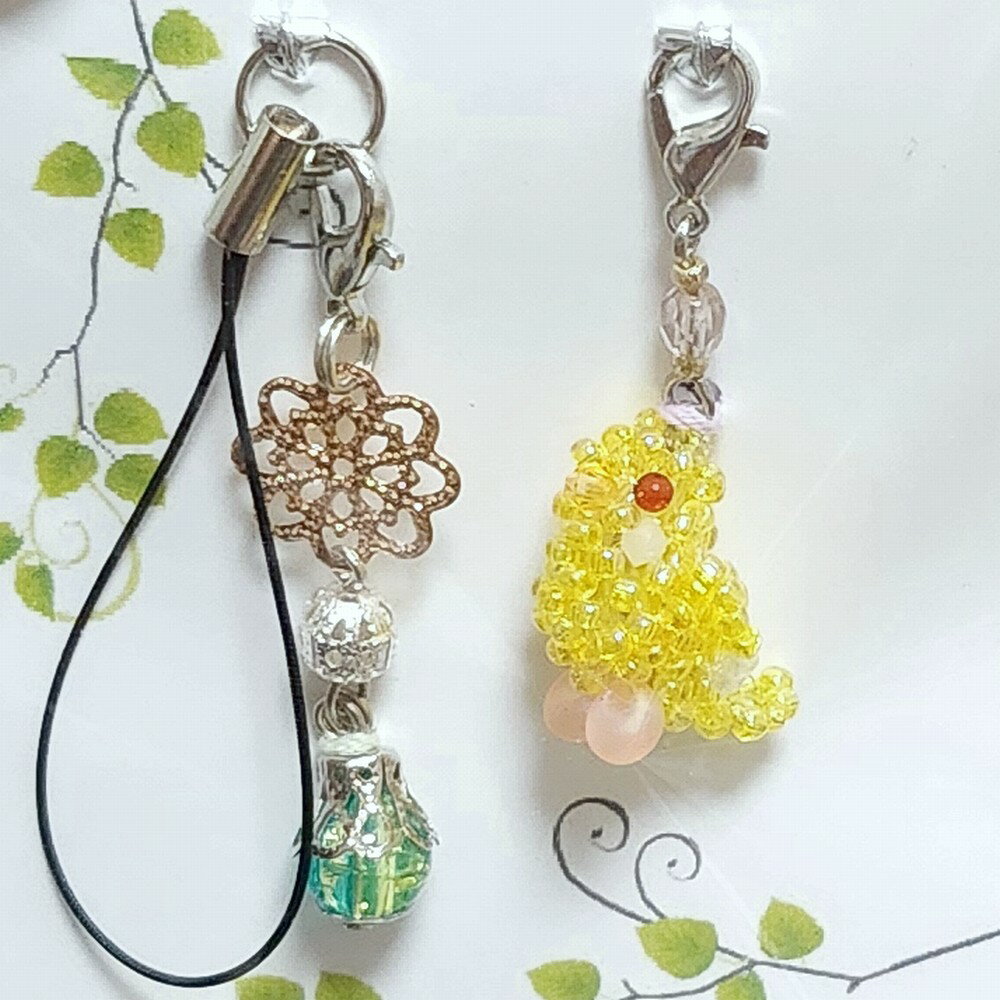 Rakuten - ビーズ工房小鳥屋さん 2WAYストラップ 豆セキセイ　ルチノー 082A0665 ネコポス対応可能　 BIRDMORE バードモア CRAFT GARDEN 鳥グッズ 鳥用品 雑貨 鳥 バード
