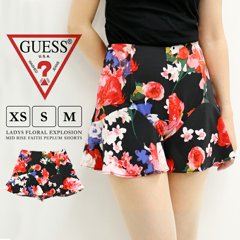 ゲス レディース ボトムス カジュアル GUESS W61D58W5U71 ミッドライズ キュロットショーツ FLORAL EXPLOSION FAITH PEPLUM | その1