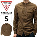 P ゲス メンズ トップス カジュアル GUESS M63h79W7MJ0 長袖 バンドカラー ツイル シャツ NELSON FINE