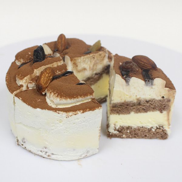 手作り菓子の店バースデーケーキの新作：ティラミス ケーキ4号（直径約12cm）　お急ぎ便対応 配達宅配 いたし.ます 4種類のピックからお選びください　バースデーケーキ　お誕生日ケーキに　お試し価格品｜アングル2