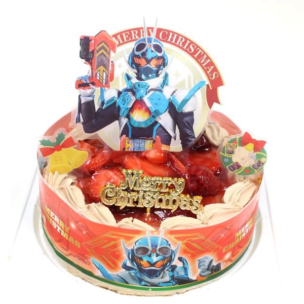 キャラデコクリスマス 仮面ライダーガッチャード・チョコ生クリーム苺デコレーション5号（たっぷり苺たっぷり生クリーム）15cm ベルギー産チョコレート・北海道の生クリーム・小麦粉・バター100％使用 「ライドケミートレカ」5枚が付属。クリスマス2023