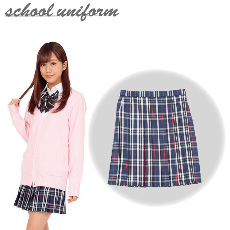 【高校 制服 通学】TE-17SS スカート ネイビー/ホワイト 【M/L】入学 春夏 中学 制服 コスチューム 学生服 女子高生 高校生 学校 通学 コスプレ 衣装 忘年会 可愛い お洒落 おしゃれ