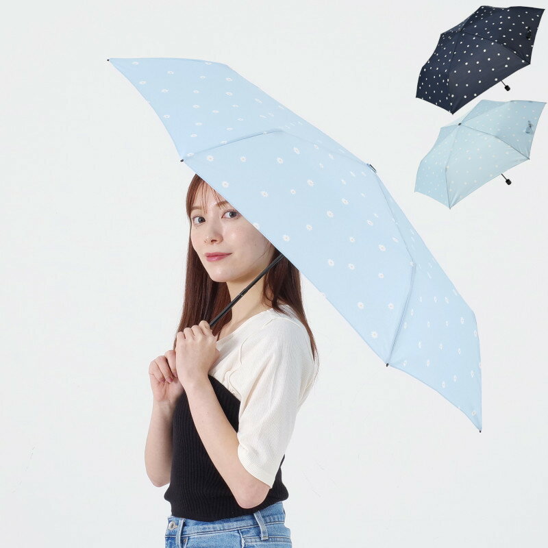 【レビュー特典】 雨傘 折りたたみ傘 スリム 軽量 レディース 女性用 イノセンススレンダーミニ 【ネイビー/サックス】【送料無料】 niftycolors はっ水 撥水 防水 グラスファイバー アクリルコーティング加工 紫外線防止効果 マーガレット かわいい 可愛い ニフティカラーズ