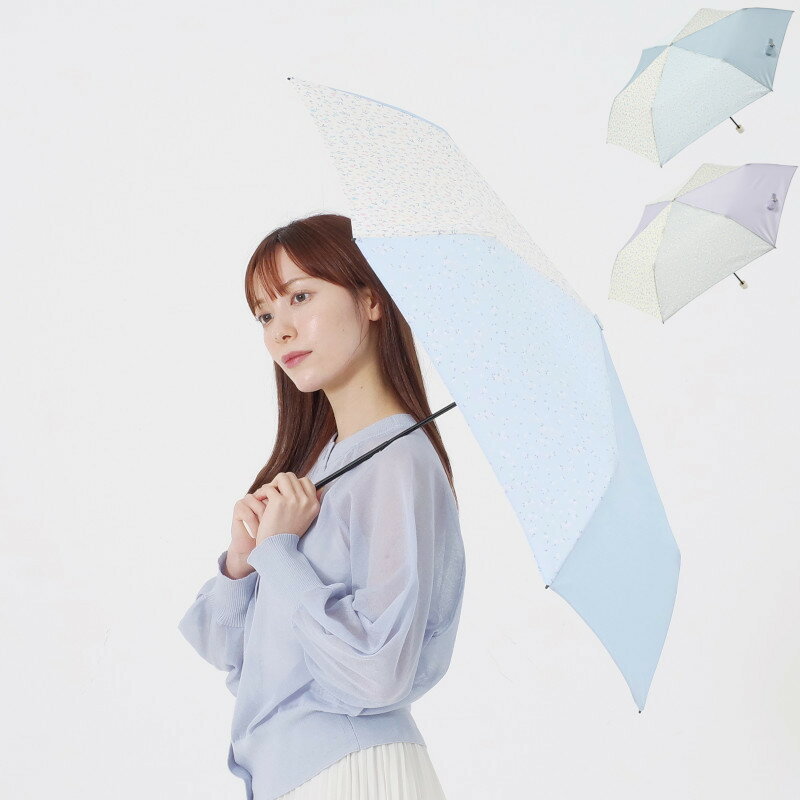 【レビュー特典】 雨傘 折りたたみ傘 レディース 女性用 フラワーパッチワークスレンダーミニ 【ブルー/ラベンダー】【送料無料】 niftycolors スリム 軽量 はっ水 撥水 防水 アクリルコーティング加工 紫外線防止効果 小花柄 かわいい 可愛い おしゃれ ニフティカラーズ