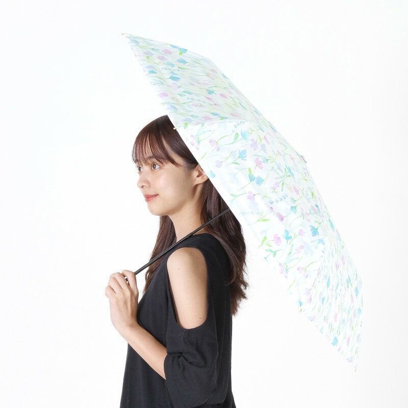 【レビュー特典】 日傘 晴雨兼用 雨傘 オールシーズン 折りたたみ傘 親骨50cm レディース 遮光ピアンタスレンダーミニ オフホワイト 母の日 プレゼント ギフト 【送料無料】 niftycolors 女性用 コンパクト はっ水 撥水 防水 花や葉っぱ 色合いが爽やか ニフティカラーズ