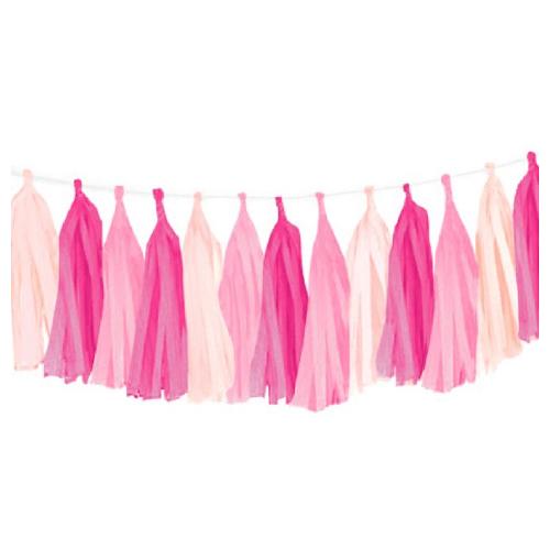ペーパータッセルガーランド PAPER TASSEL ラブリー(ピーチ・ピンク・ホットピンク)【パーティー装飾】..