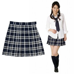 【高校 制服 通学】TE-10SS プリーツスカート【紺×白】 【M/Lサイズ】☆ 制服 コスチューム 学生服 女子高生 高校生 学校 通学 コスプレ 衣装 忘年会 ☆ なんちゃって 私立