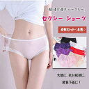ショーツ シースルー シースルーショーツ 4枚セット セクシーショーツ レディース 下着 ランジェリー セクシーランジェリー パンティ 透け透け 柔らか素材