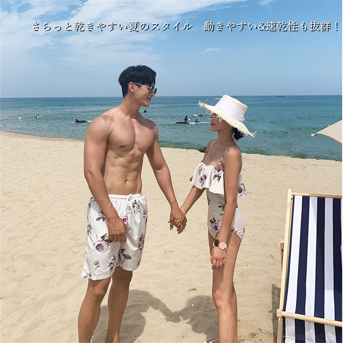 サーフパンツ 海パン ビーチ 競泳 ペアルック水着 レディース 美ライン 体型カバー 水着 カップル 男女 水着ワンピ オールインワン メンズ 着痩せ 水陸両用 送料無料 セクシー 3