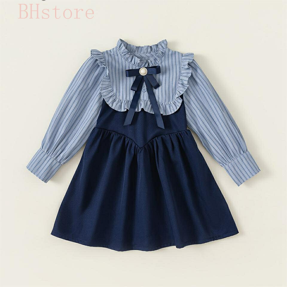 乐天商城 - 子供服 女の子 ワンピース ガールズ シャツワンピース キッズ服 可愛い 長袖 リボン 普段着 通園 通学 春秋冬 七五三 入園式 入学式 フォーマル おしゃれ 快適 カジュアル 誕生日 卒業式 発表会 結婚式 海軍風 パーティー