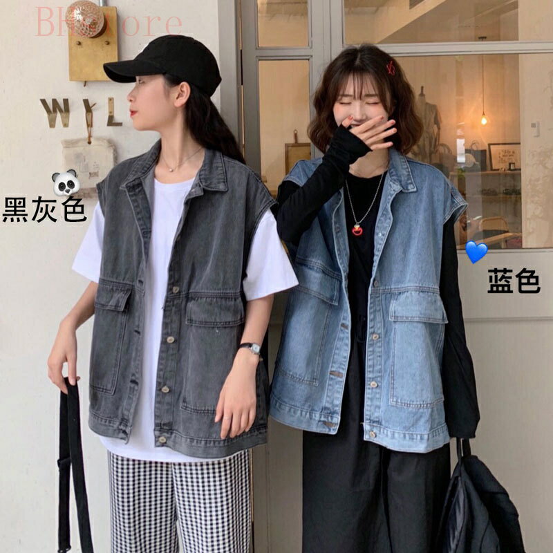 乐天商城 - デニムベスト ジャケット レディース 春夏 レディース デニム ノースリーブ ジージャン オーバーサイズ ルーズ Gジャン ベスト アウター