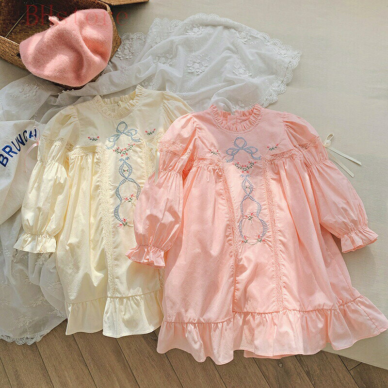 樂天商城 - ワンピース 子供 キッズ 女の子 ラウンドネック 姉妹 長袖 ドレス チュニック ガールズ 小花柄 かわいい 普段着 旅行 海遊び 春 夏 秋
