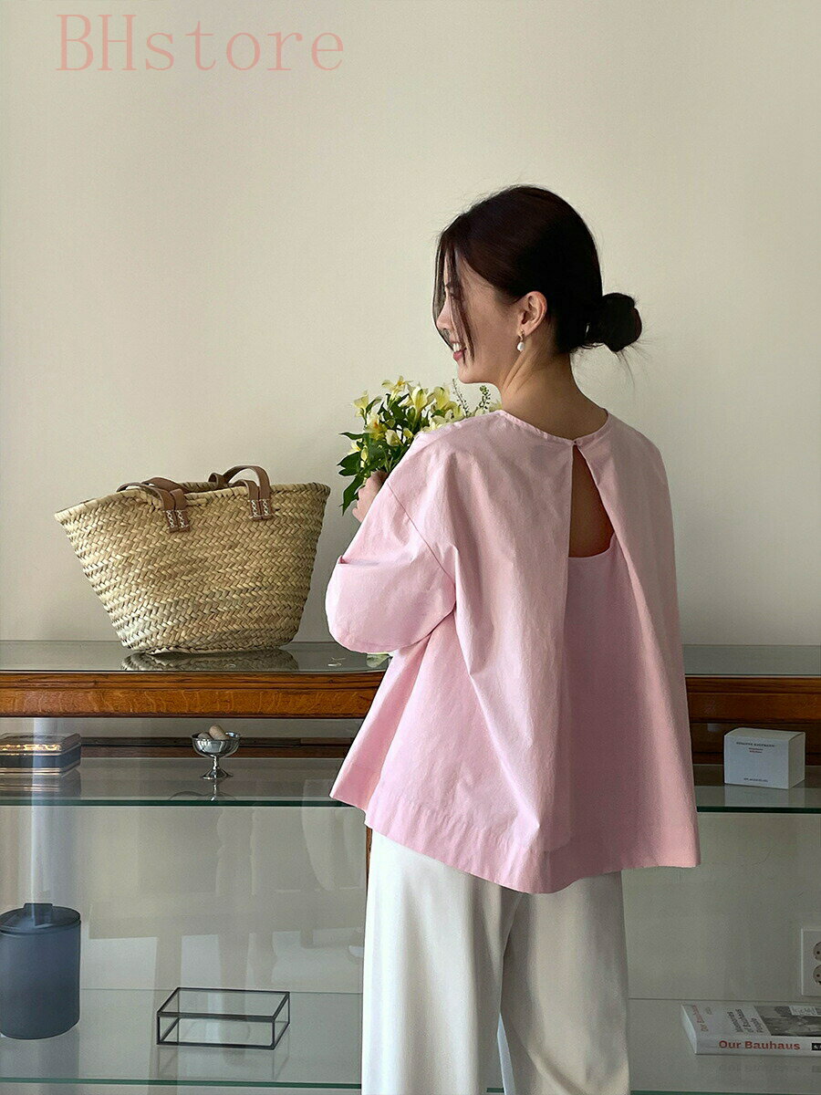 乐天商城 - ブラウス レディース トップス シャツ 半袖 無地 シンプル デザイン感 体型カバー Aライン 春 夏