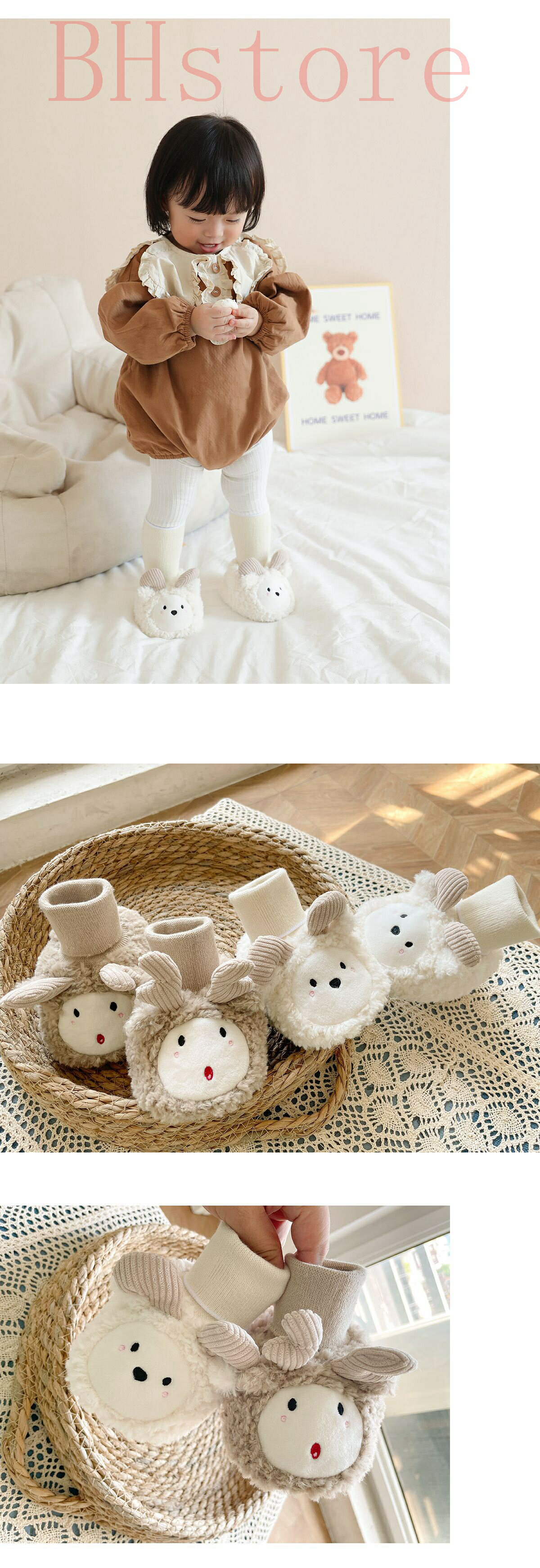 ルームシューズ ベビーシューズ あったか 赤ちゃん 冬 可愛い アニマルスリッパ 子供靴 女の子 男の子 0-1歳 ルームソックス ベビー 靴下 秋冬 もこもこ 防寒 保温 室内外履き 脱着簡単 出産祝い