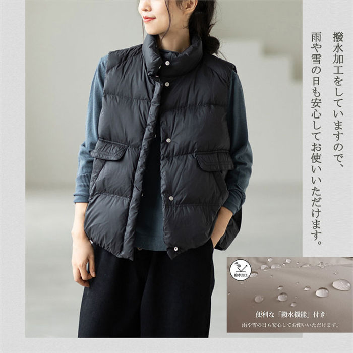 【超軽量ベスト】ダウンベスト ダウンコート ジャケット レディース ダウン 防寒 ベスト ダウン アウター 防寒 ライト 秋 冬 ダウンジャケット 洗える ショートコート ノースリーブ レイヤード トップス ライトダウン 大きいサイズ 秋冬 防寒 軽量 軽い bishamonstore-10015719 クロスユー サンプル画像3