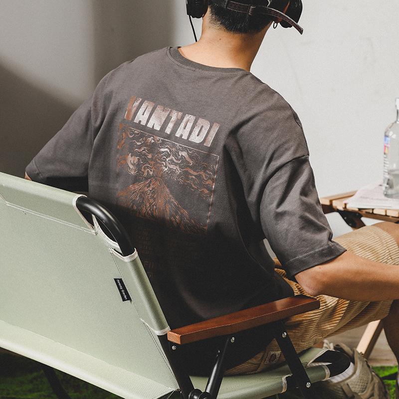 乐天商城 - tシャツ メンズ 半袖 オシャレ プリント 大きいサイズ バックプリント 丸首 カレッジ ストリート 英文字 カジュアル ロゴ トップス