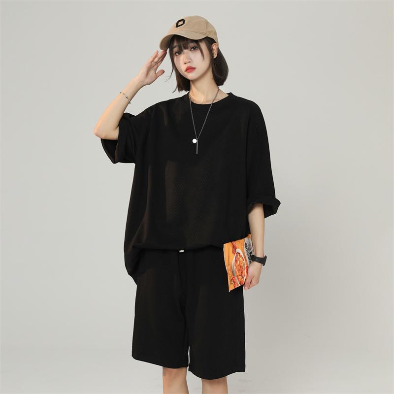 乐天商城 - メンズ tシャツ 半袖 無地 夏 Tシャツ2点セット ゆったり カジュアル 男性 スウェット2点セット tシャツ ショートパンツ スポーツ