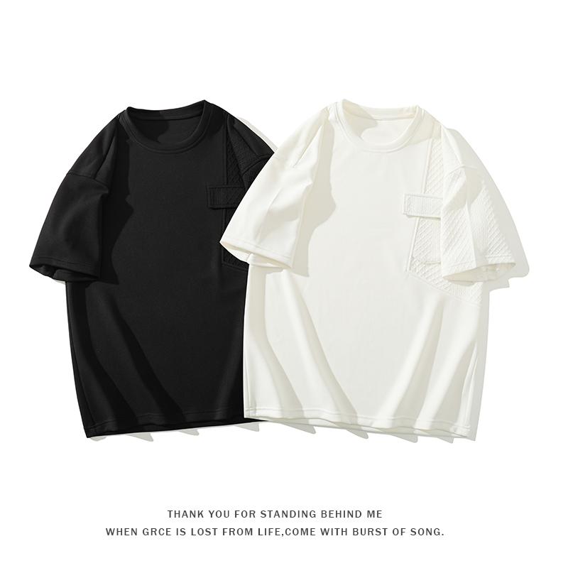 乐天商城 - tシャツ メンズ オーバーサイズ メンズ カットソー ストレッチ ポケットデザイン 半袖 ビッグシルエット 大きいサイズ おしゃれ カジュアル トップス
