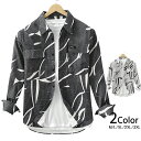 シャツ メンズ 長袖 柄シャツ カジュアルシャツ シャツジャケット プリント 総柄 おしゃれ アメカジ 両ポケット 作業着 春 春服 メンズ長袖シャツ トップス